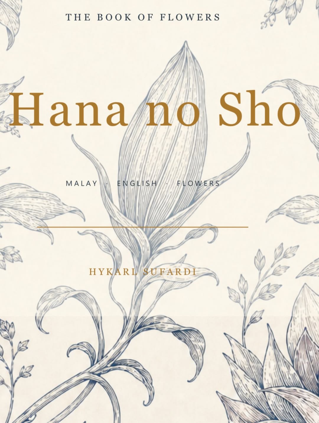 Hana no Sho botanical artwork, fine floral drawings and gold lettering.