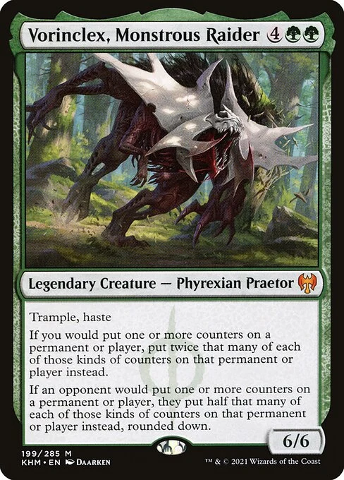 Vorinclex, Monstrous Raider — KHM #199. foil copy listed.